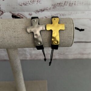 Two Celebration of Faith Cross Bracelets Faux Leather